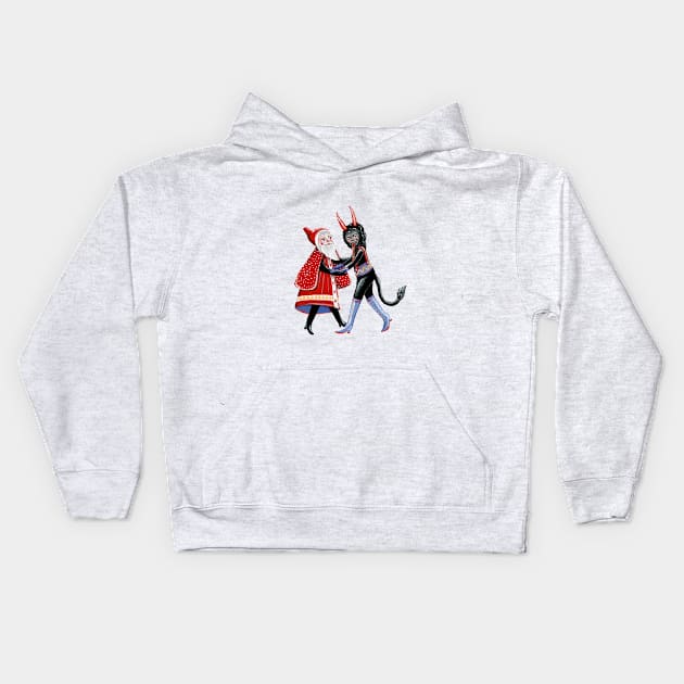 Father Christmas and Krampus dancing Kids Hoodie by KayleighRadcliffe